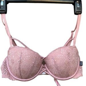 Victoria’s Secret PINK Date Push Up Bra Mauve Pink Lace size 32C